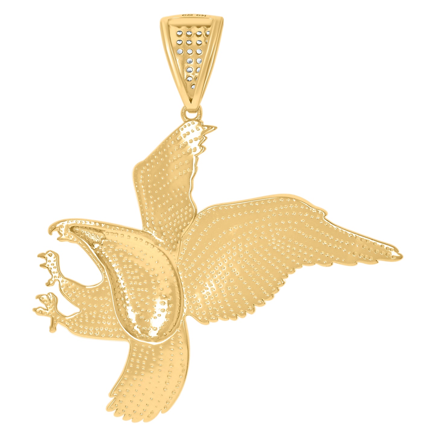 Sterling Silver Men Cubic-Zirconia Eagle Bird Patriotic Charm Pendant