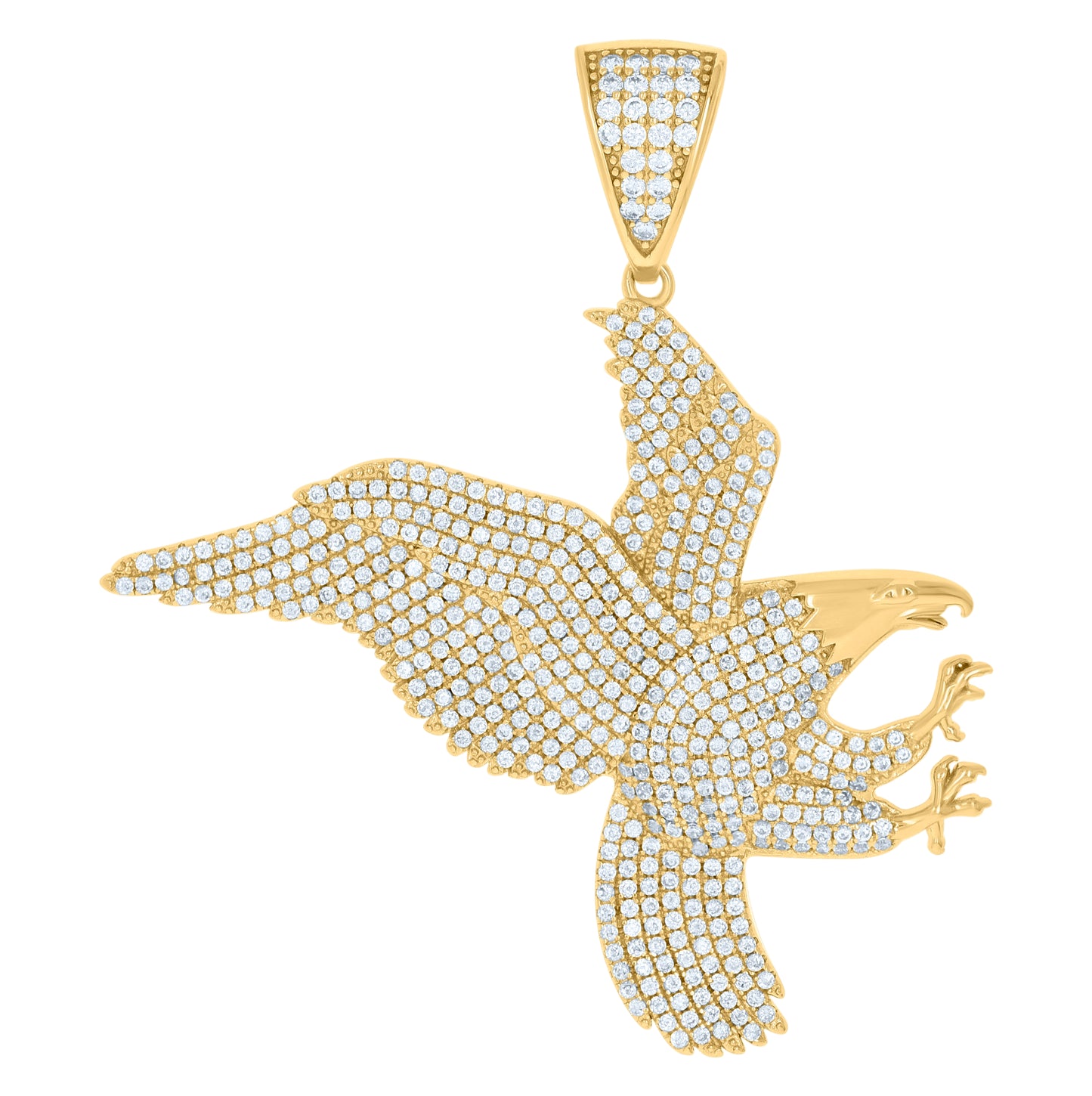 Sterling Silver Men Cubic-Zirconia Eagle Bird Patriotic Charm Pendant