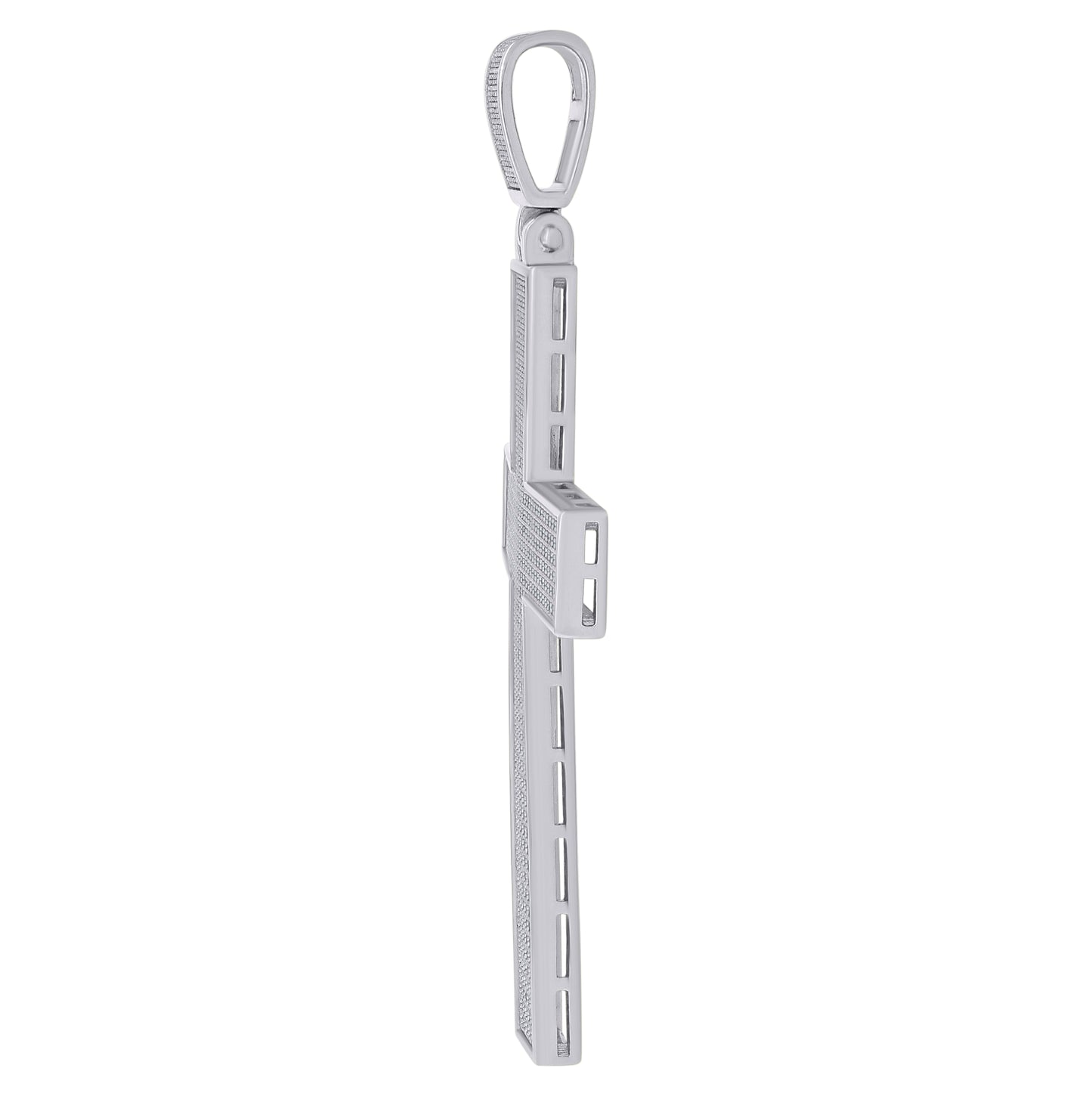 Sterling Silver Mens Cubic-Zirconia Cross Religious Charm Pendant