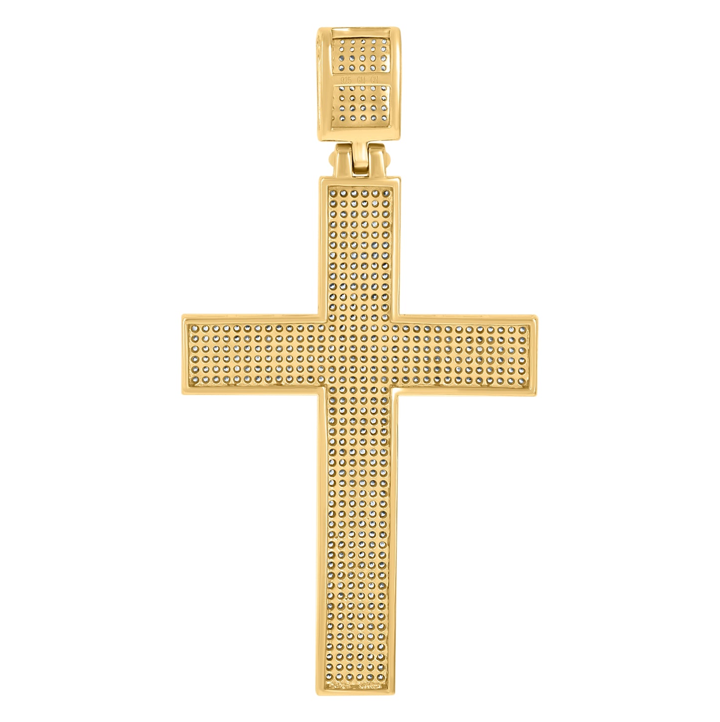 Sterling Silver Mens Cubic-Zirconia Cross Religious Charm Pendant