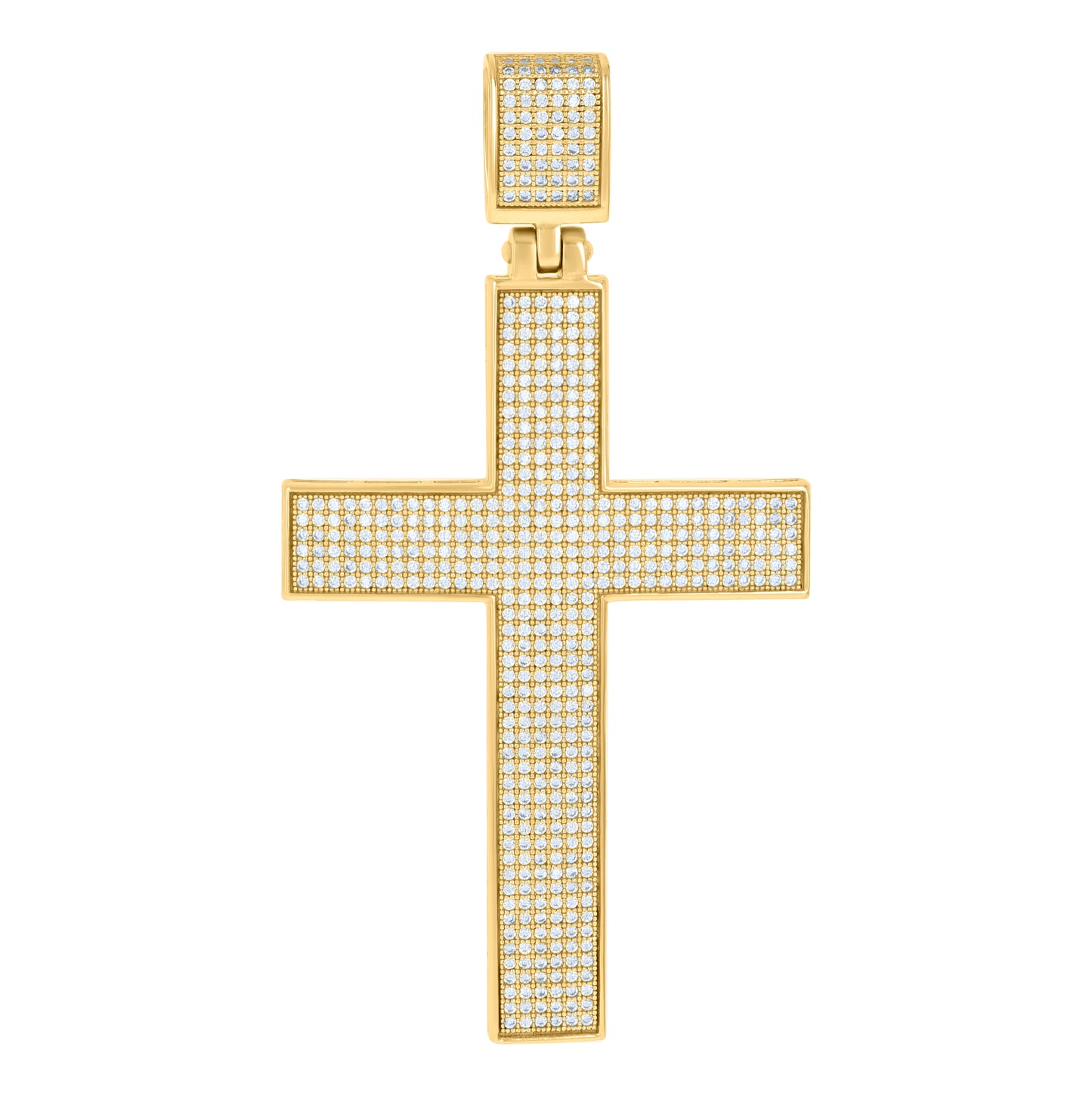 Sterling Silver Mens Cubic-Zirconia Cross Religious Charm Pendant