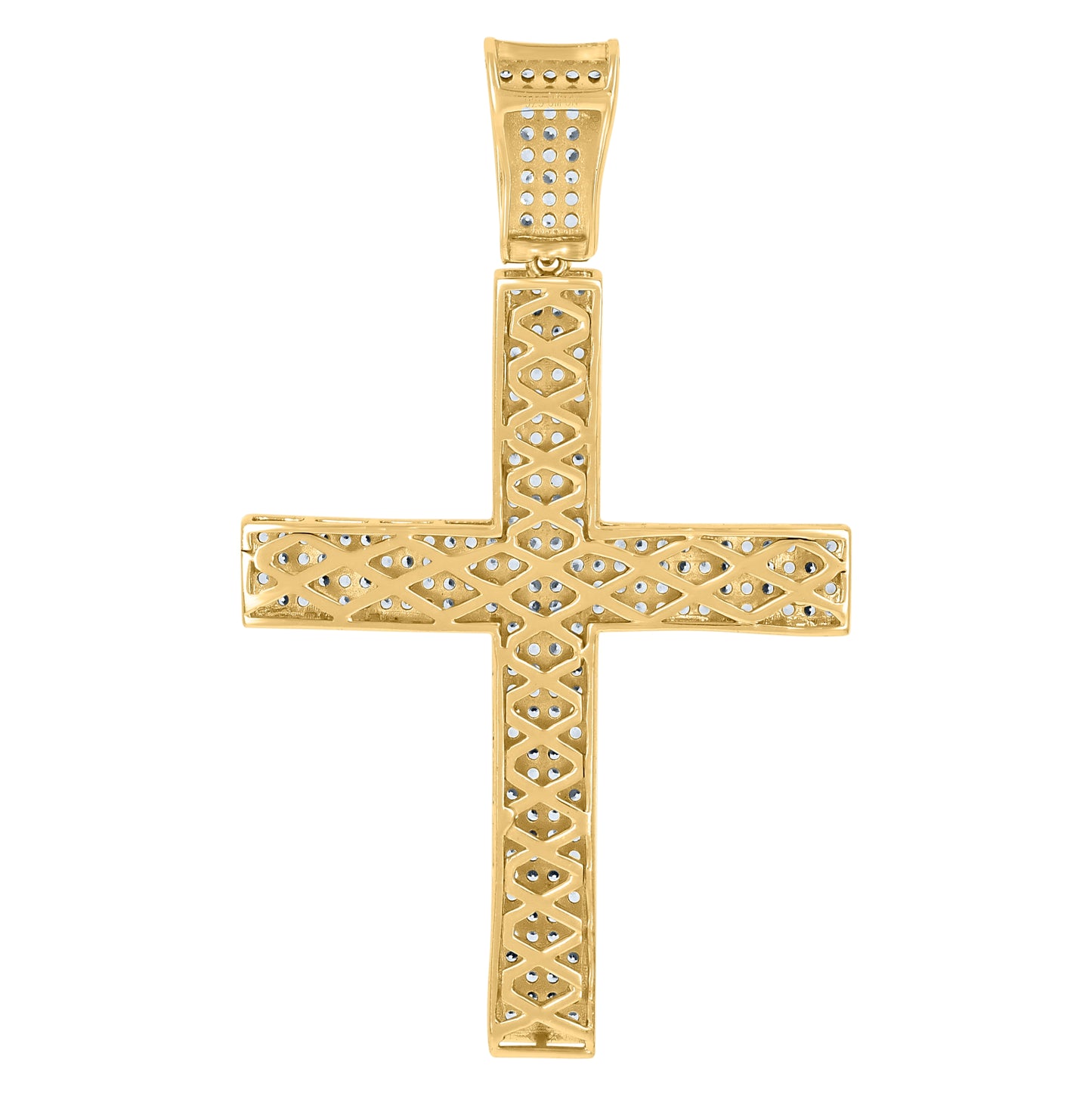 Sterling Silver Mens Cubic-Zirconia Cross Religious Charm Pendant