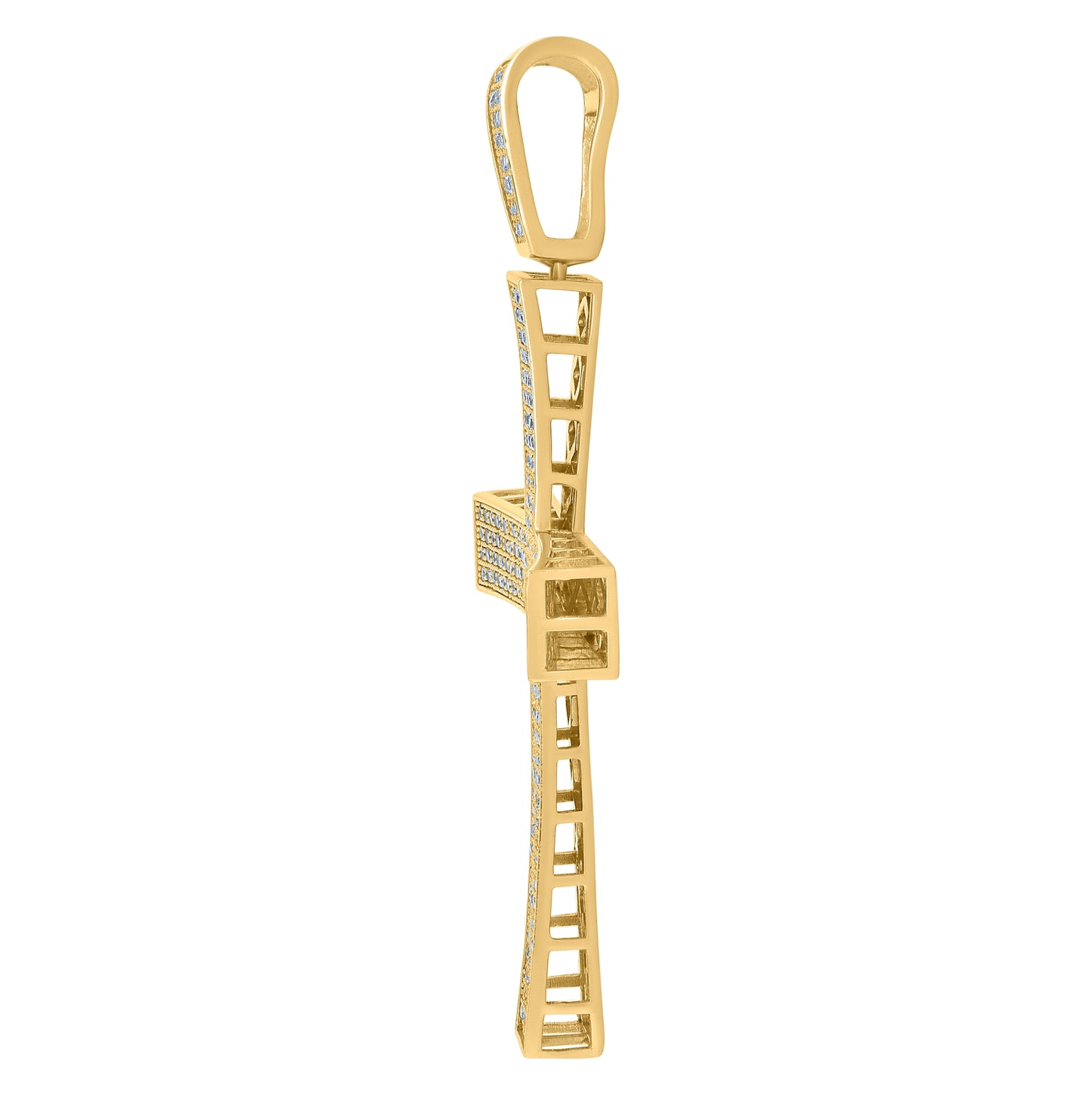 Sterling Silver Mens Cubic-Zirconia Cross Religious Charm Pendant