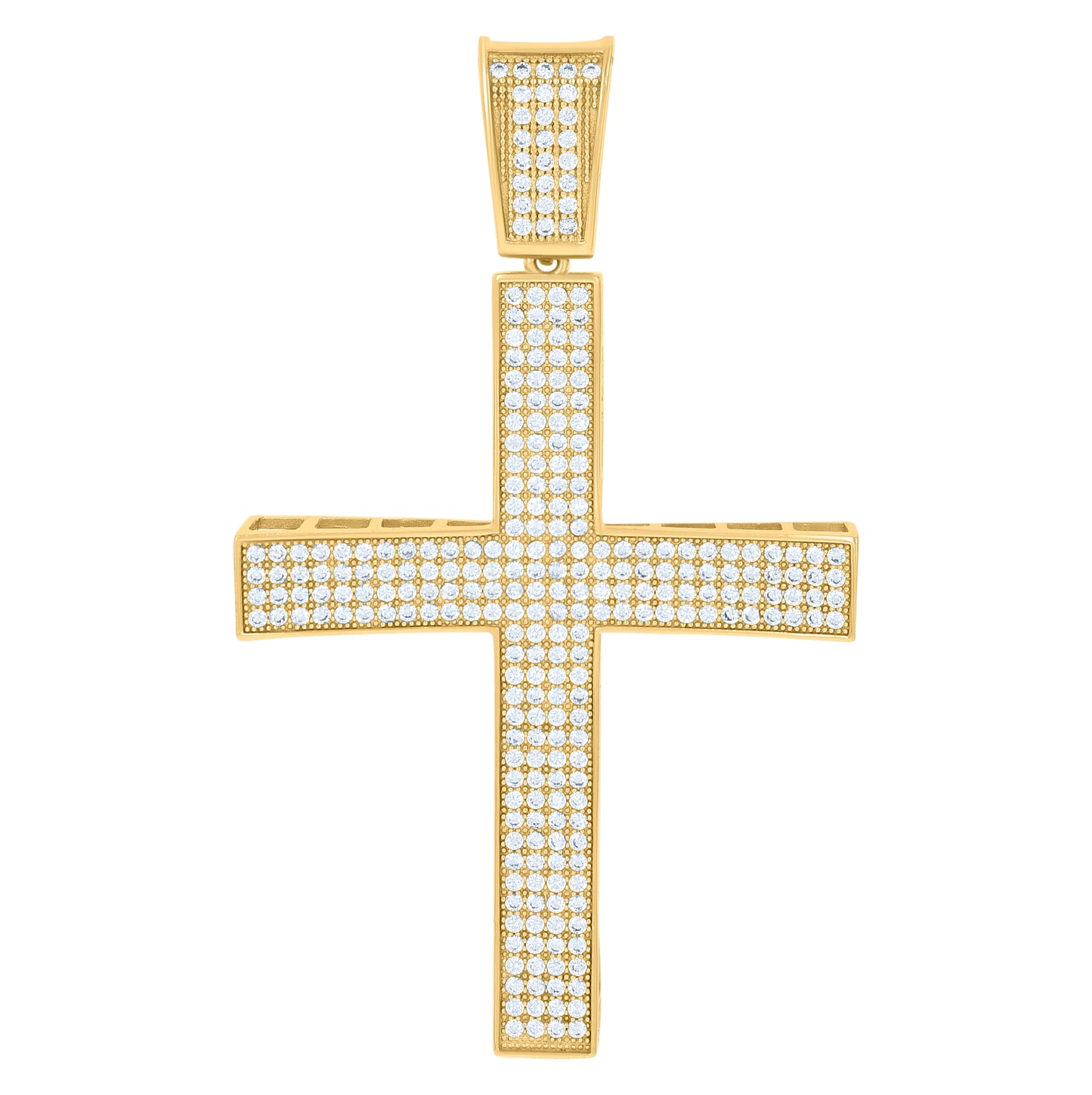 Sterling Silver Mens Cubic-Zirconia Cross Religious Charm Pendant