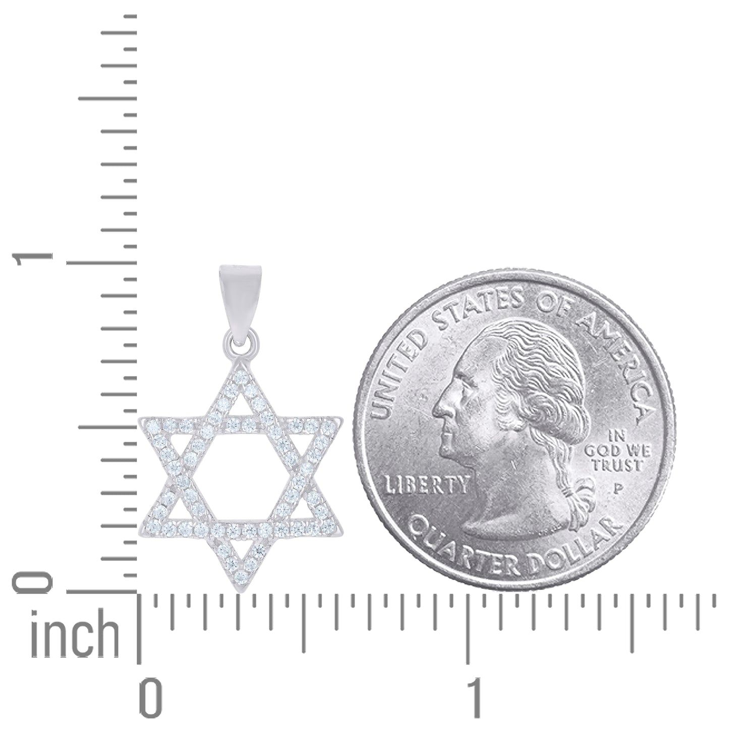Sterling Silver Unisex Cubic-Zirconia Star Of David Religious Symbol Charm Pendant