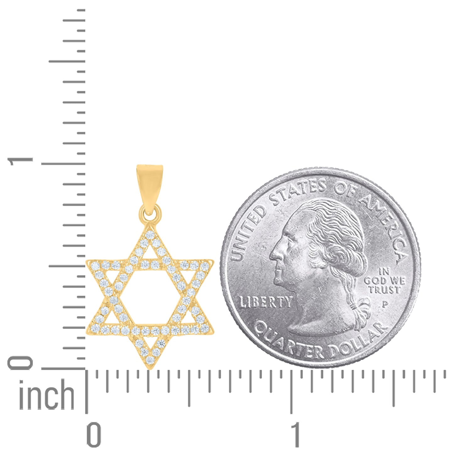 Sterling Silver Unisex Cubic-Zirconia Star Of David Religious Symbol Charm Pendant