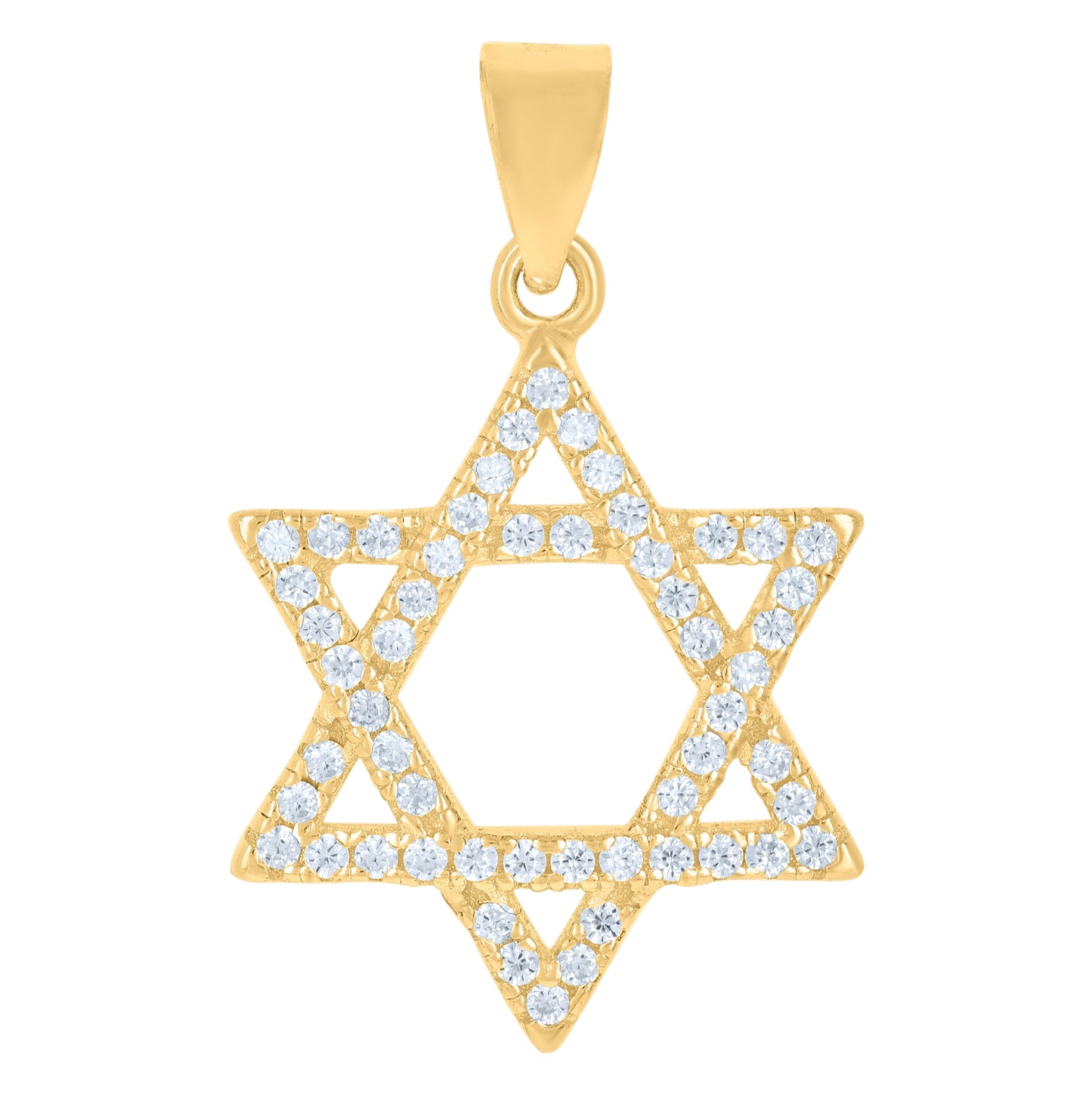 Sterling Silver Unisex Cubic-Zirconia Star Of David Religious Symbol Charm Pendant