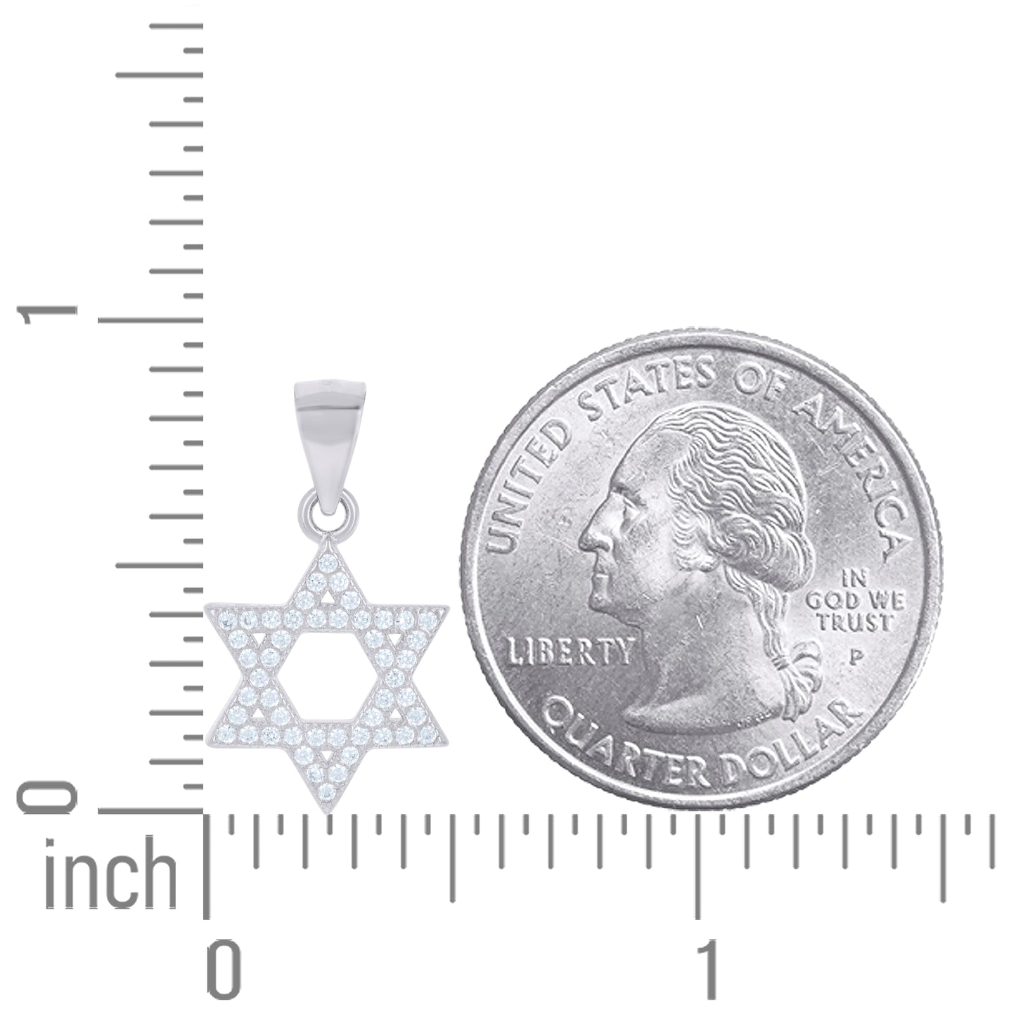 Sterling Silver Unisex Cubic-Zirconia Star Of David Religious Symbol Charm Pendant