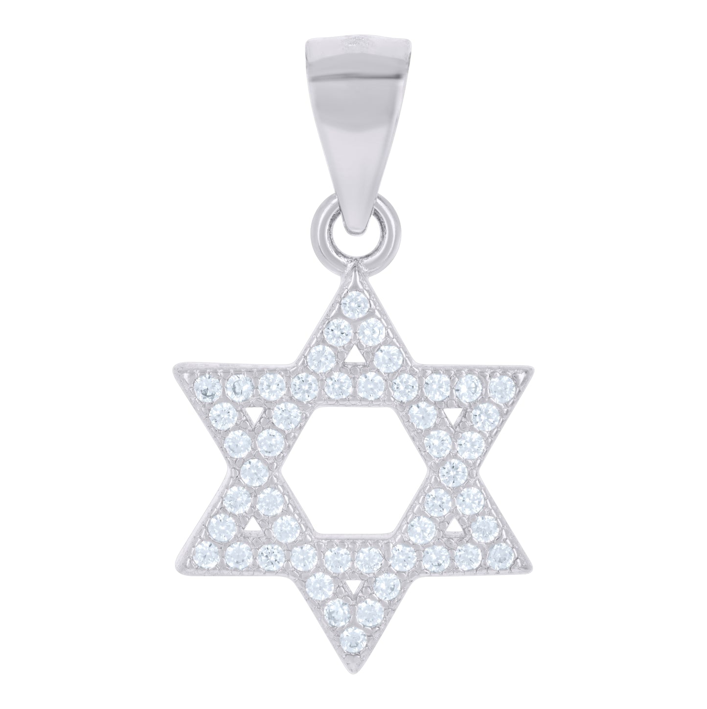 Sterling Silver Unisex Cubic-Zirconia Star Of David Religious Symbol Charm Pendant