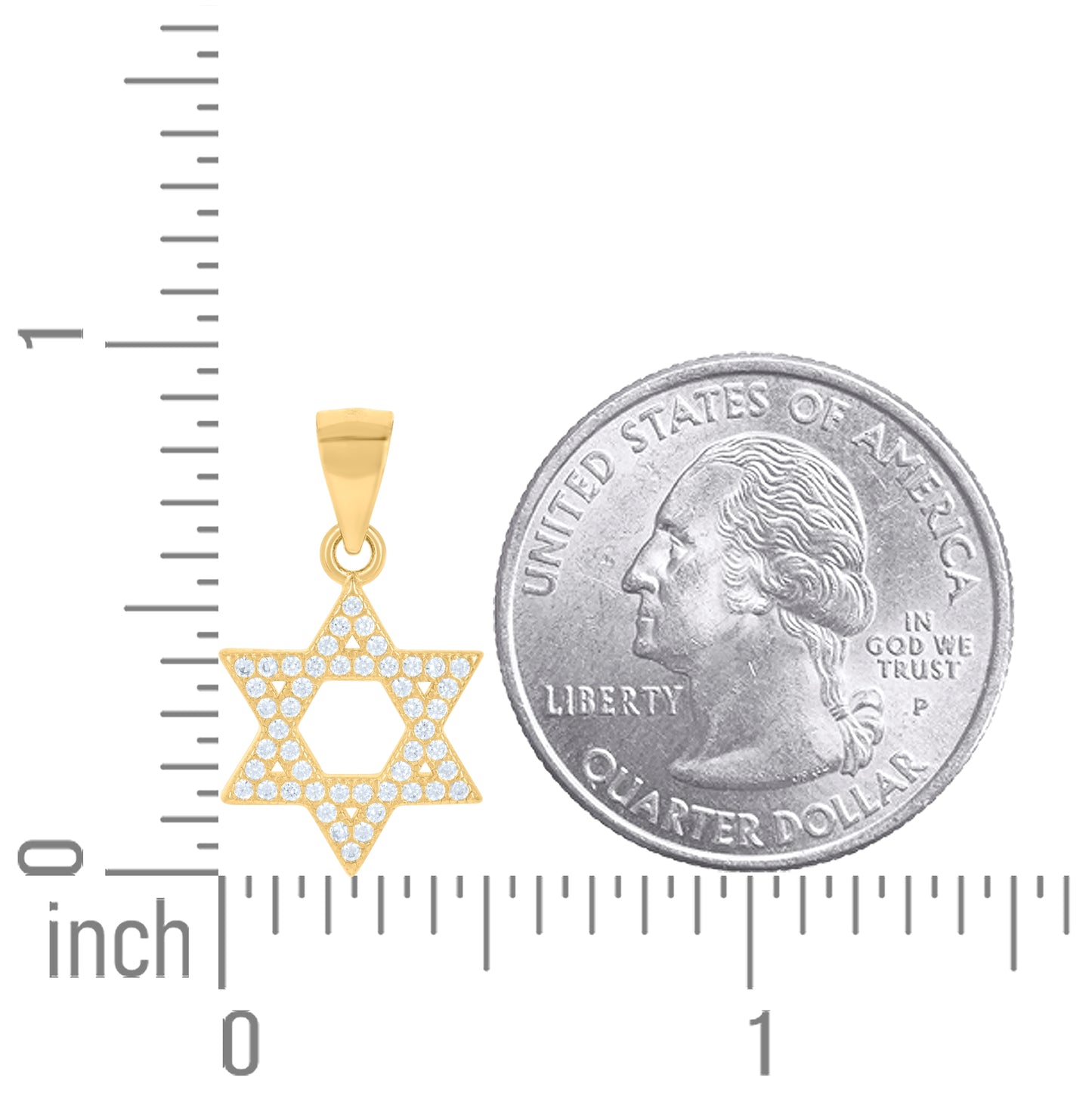 Sterling Silver Unisex Cubic-Zirconia Star Of David Religious Symbol Charm Pendant