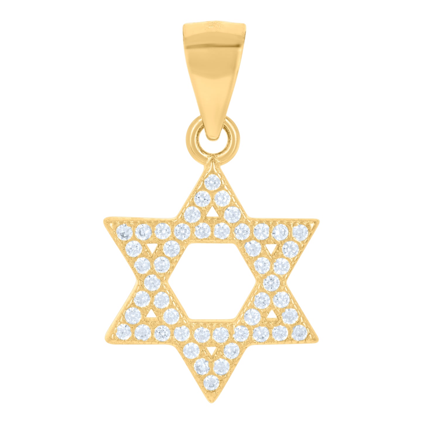 Sterling Silver Unisex Cubic-Zirconia Star Of David Religious Symbol Charm Pendant