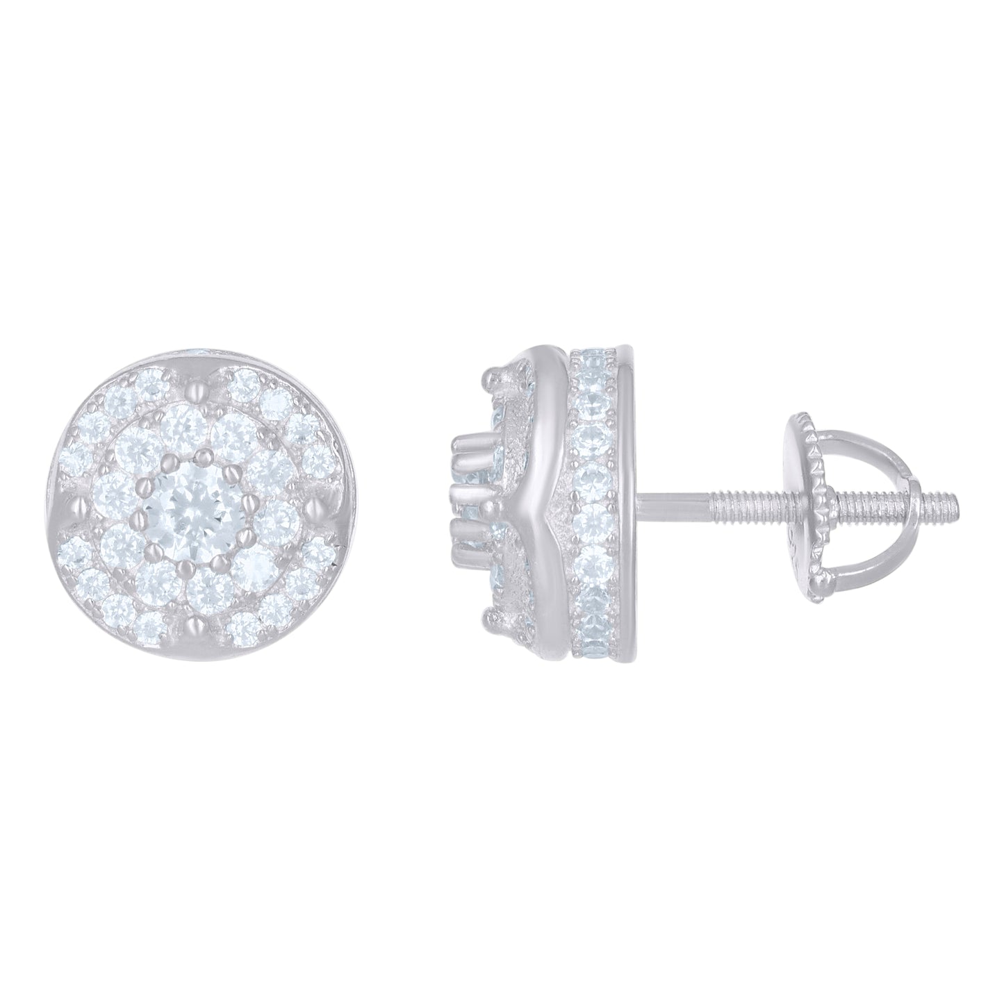 Sterling Silver Or Yellow-tone Unisex Cubic-Zirconia Fashion Stud Earrings
