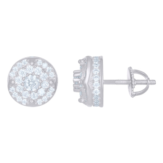 Sterling Silver Or Yellow-tone Unisex Cubic-Zirconia Fashion Stud Earrings