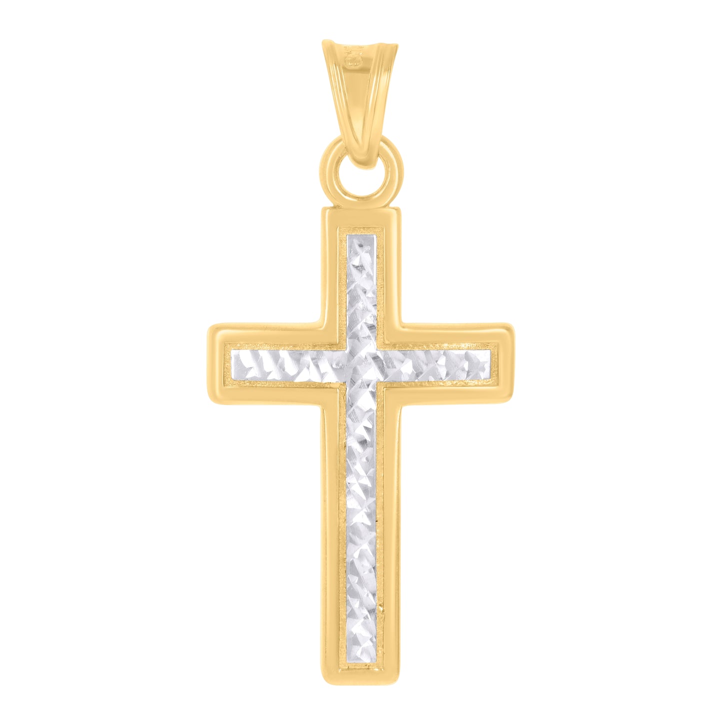 10K Two-tone Gold Unisex Cross Religious Charm Pendant
