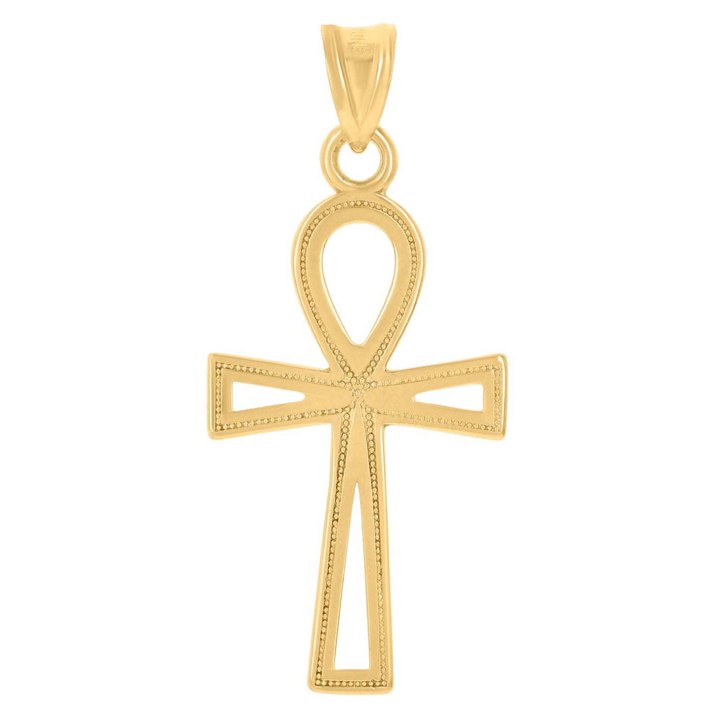 10K Yellow Gold Unisex Egyptian Ankh Cross Religious Charm Pendant