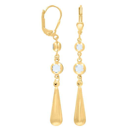 10K Yellow Gold Womens Cubic-Zirconia Drop Dangle Leverback Earrings