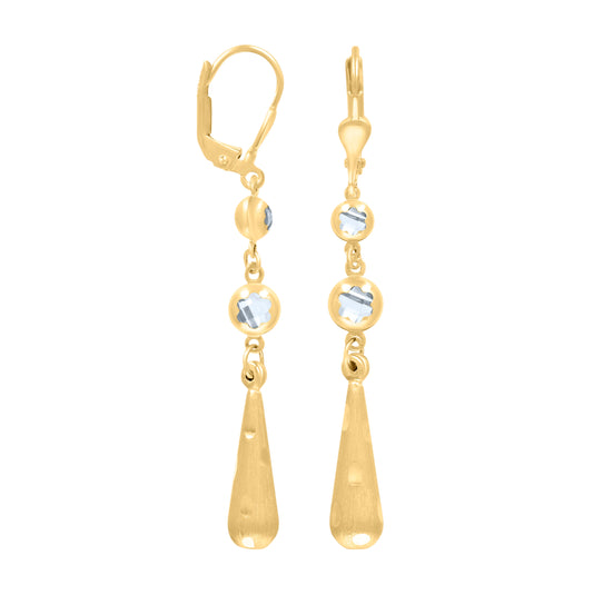 10K Yellow Gold Womens Cubic-Zirconia Drop Dangle Leverback Earrings