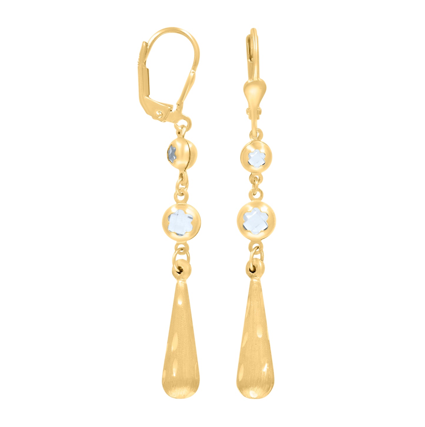 10K Yellow Gold Womens Cubic-Zirconia Drop Dangle Leverback Earrings