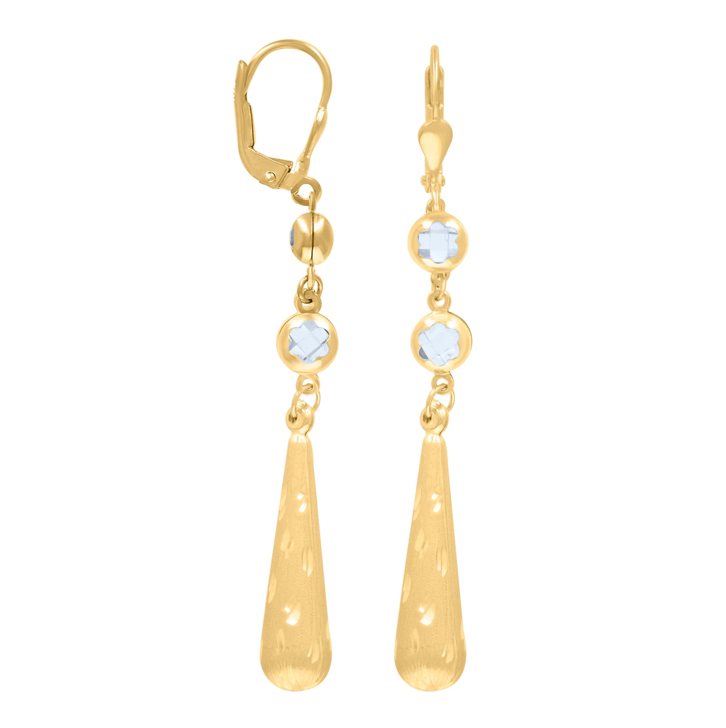 10K Yellow Gold Womens Cubic-Zirconia Drop Dangle Leverback Earrings