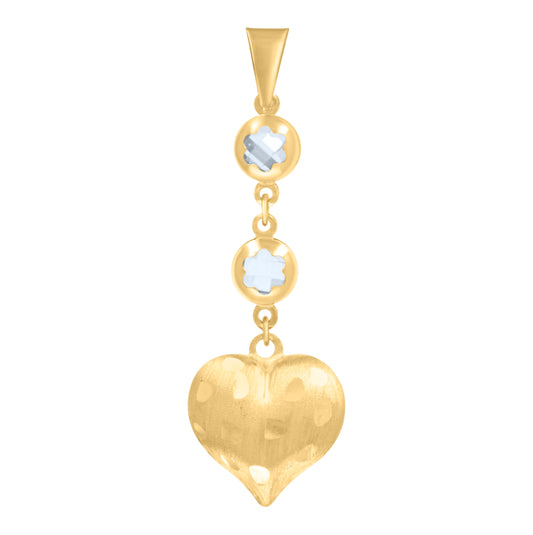 10K Yellow Gold Womens Cubic-Zirconia Heart Dangling Charm Pendant
