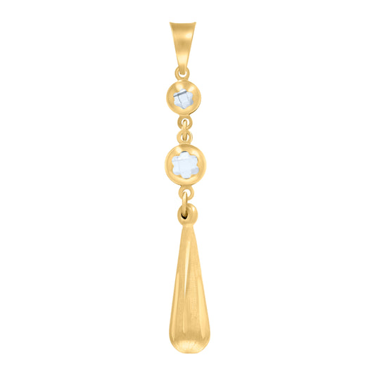 10K Yellow Gold Womens Cubic-Zirconia Drop Fashion Dangling Charm Pendant