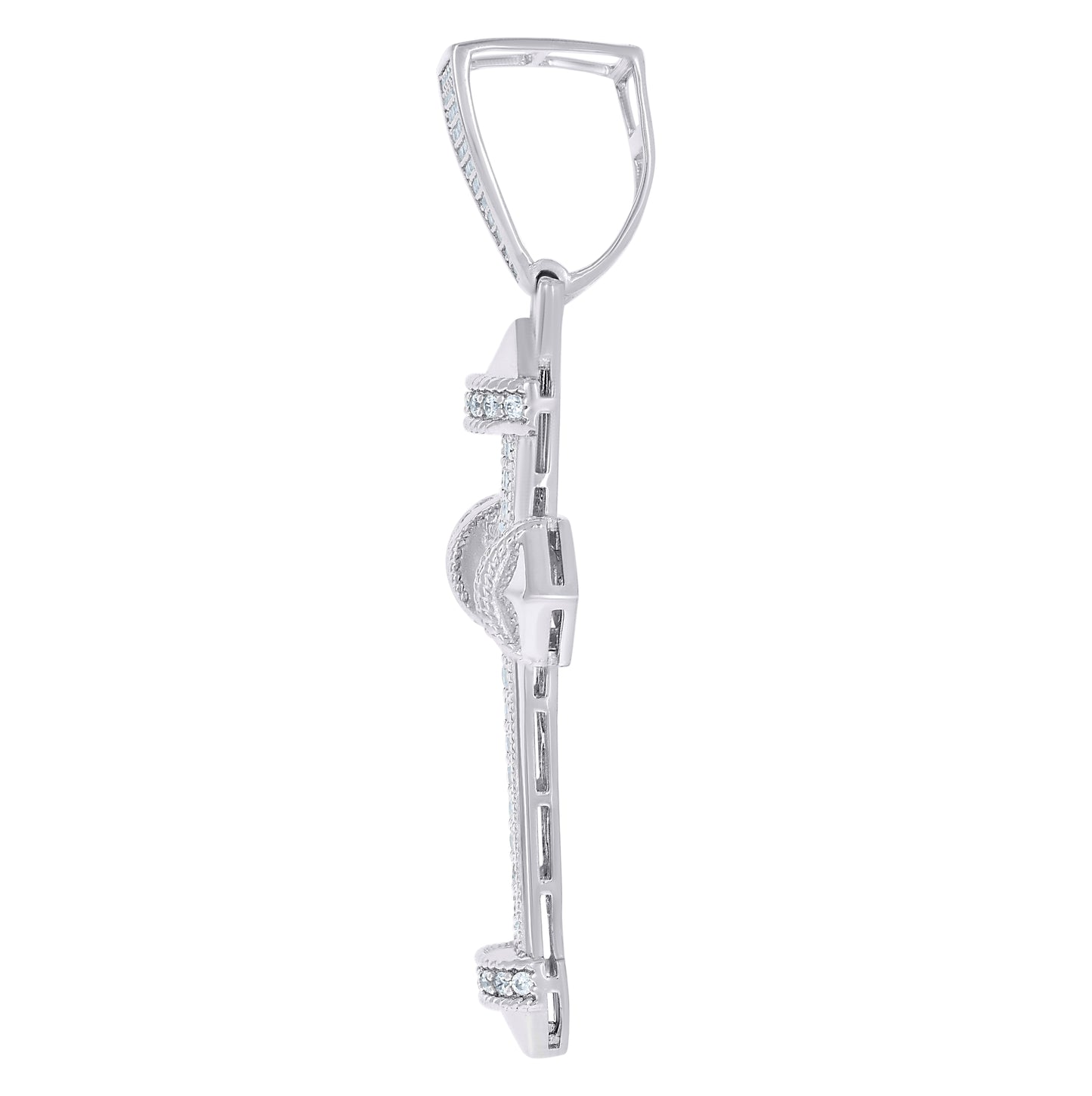 Sterling Silver Mens Cubic-Zirconia Cross Religious Charm Pendant