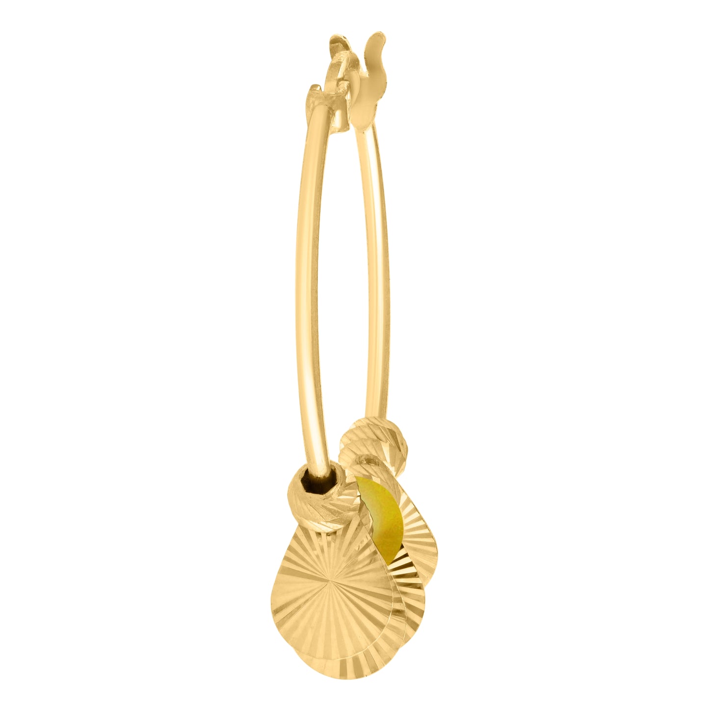 10K Yellow Gold Womens Beaded Fashion Hoop Earrings