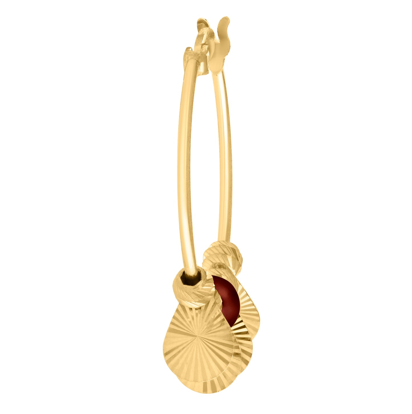 10K Yellow Gold Womens Beaded Fashion Hoop Earrings