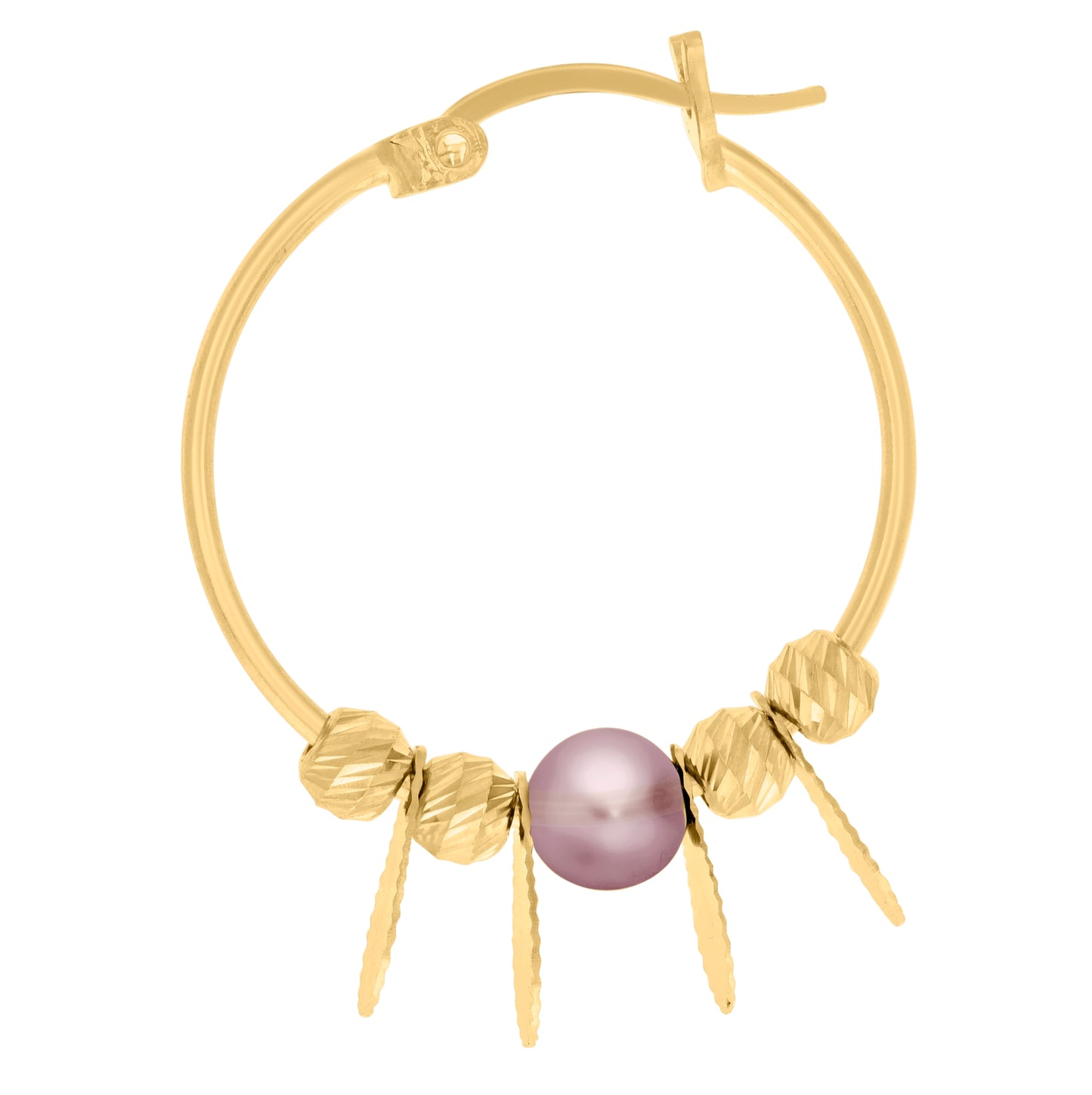 10K Yellow Gold Womens Beaded Fashion Hoop Earrings