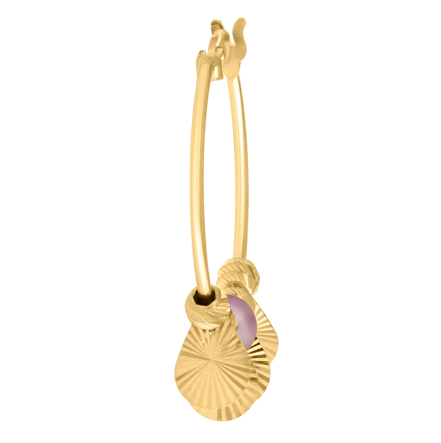 10K Yellow Gold Womens Beaded Fashion Hoop Earrings