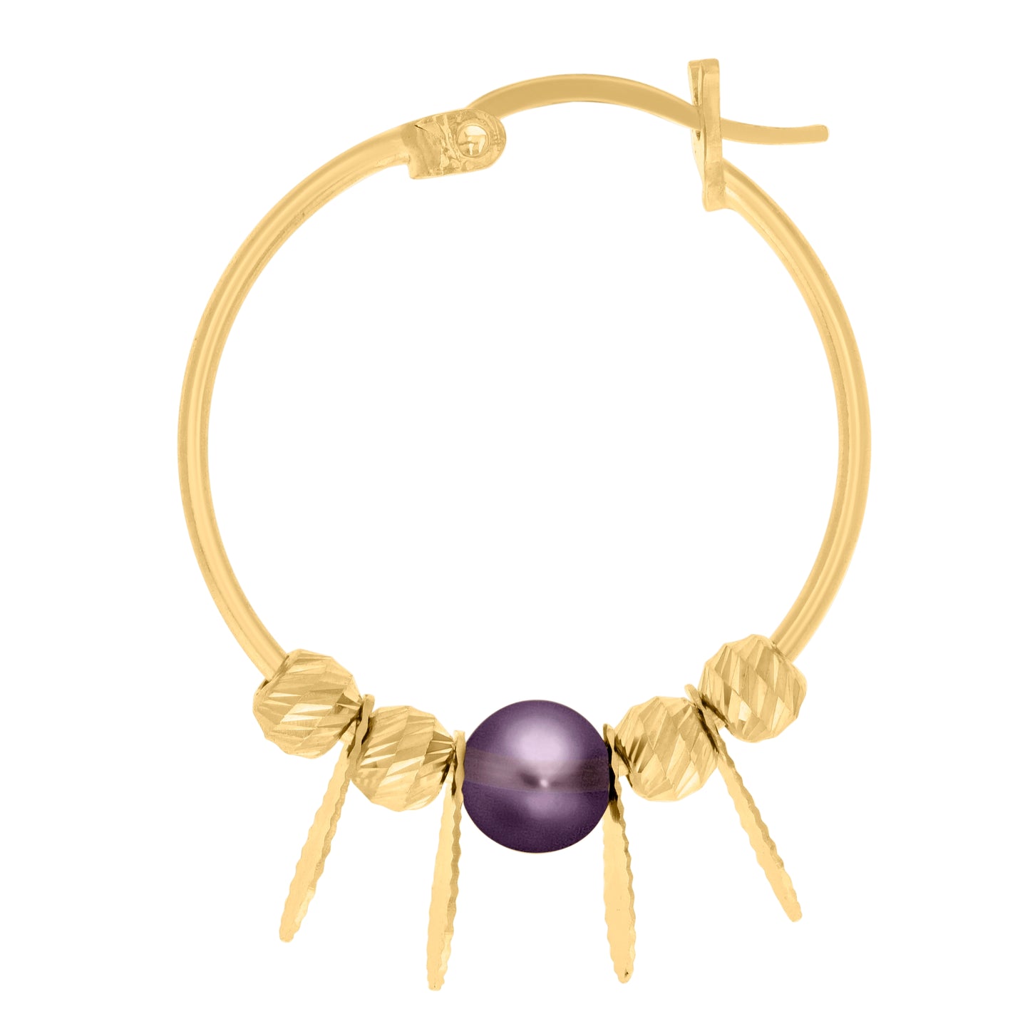 10K Yellow Gold Womens Beaded Fashion Hoop Earrings