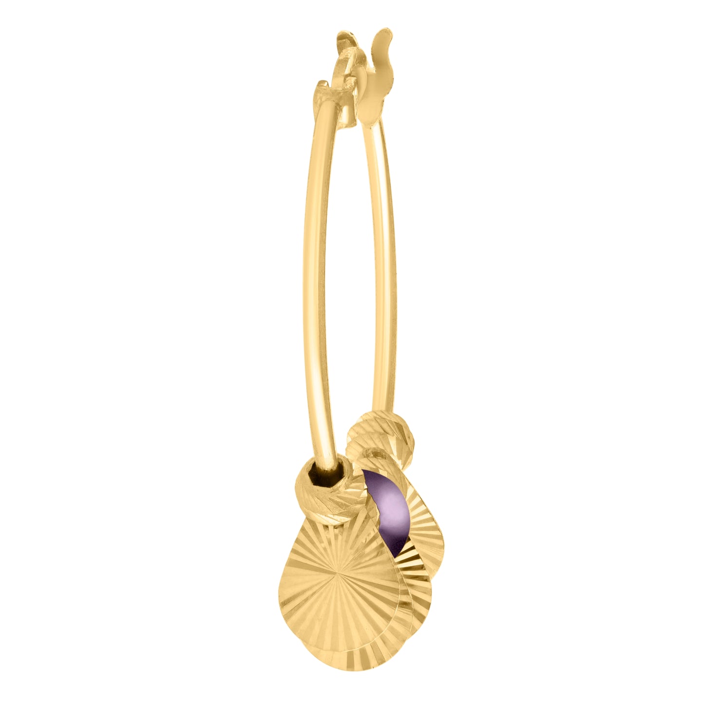 10K Yellow Gold Womens Beaded Fashion Hoop Earrings
