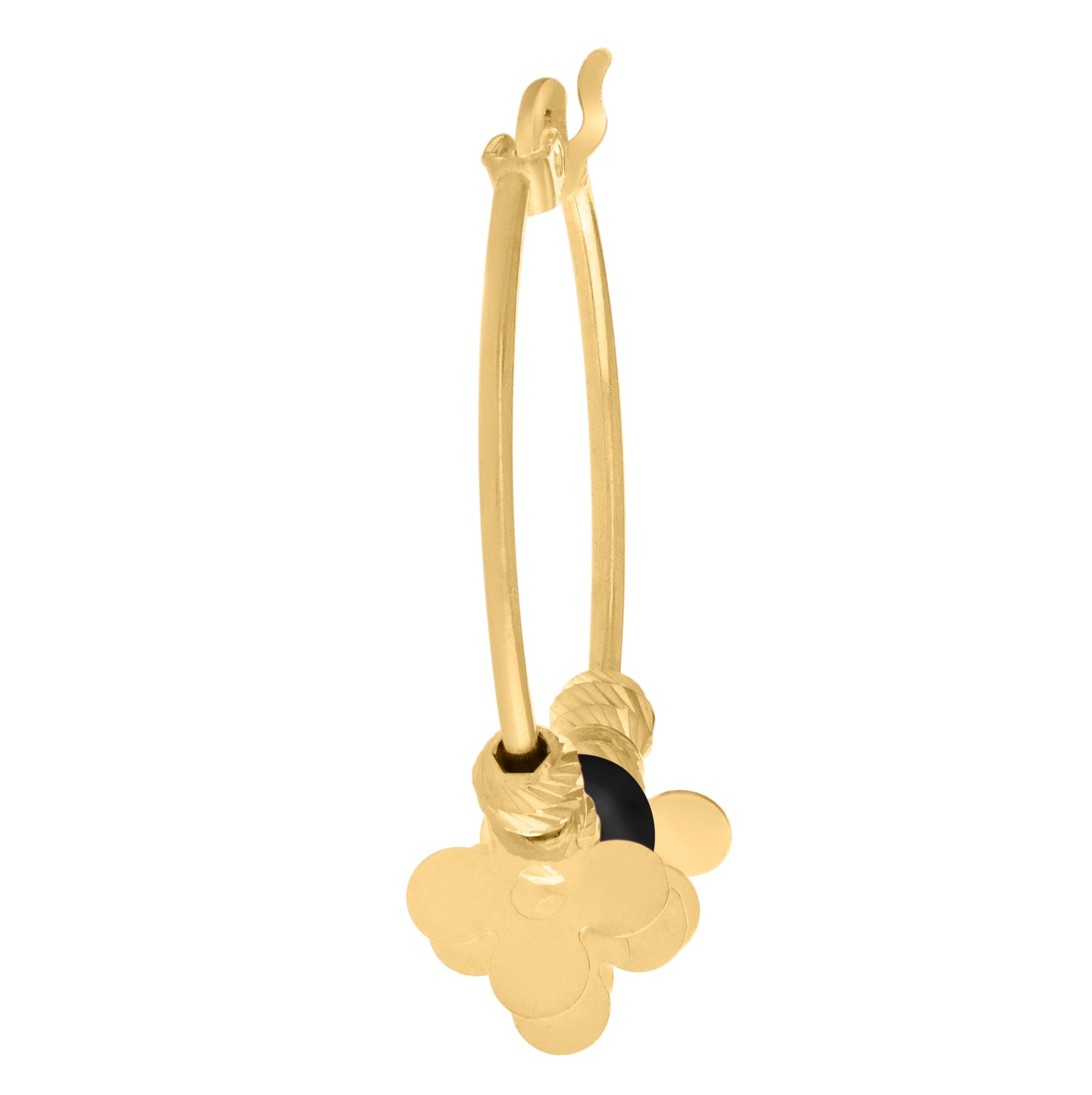 10K Yellow Gold Womens Beaded Fashion Hoop Earrings