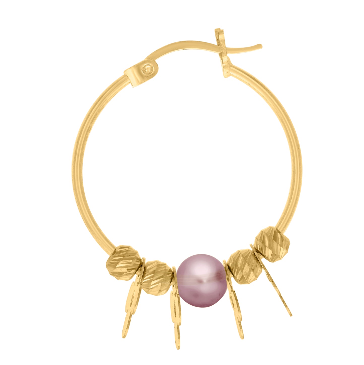 10K Yellow Gold Womens Beaded Fashion Hoop Earrings