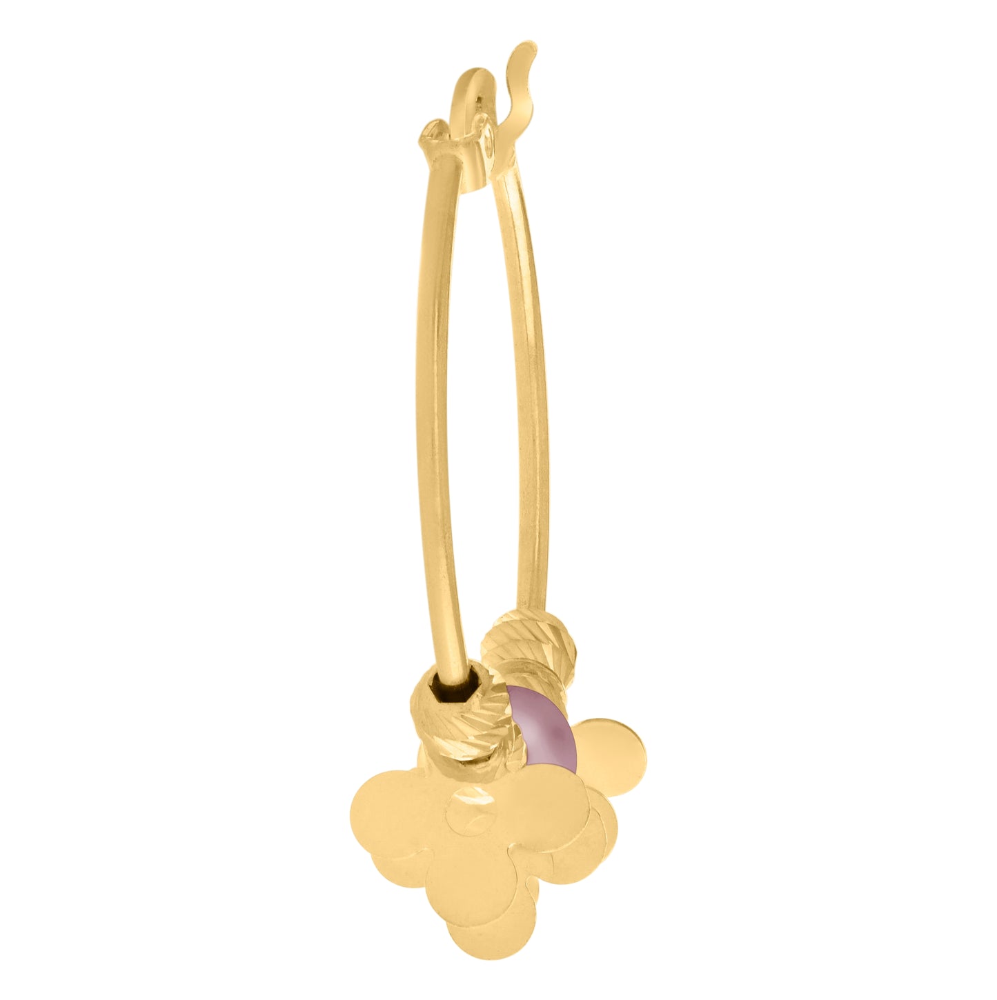 10K Yellow Gold Womens Beaded Fashion Hoop Earrings