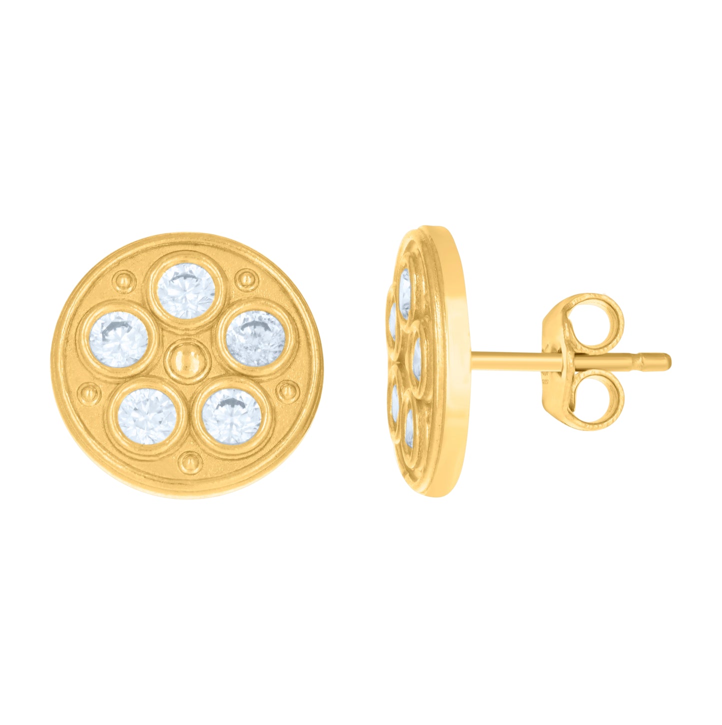 10K Yellow Gold Womens Cubic-Zirconia Fashion Stud Earrings