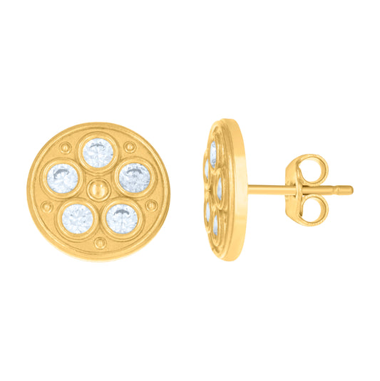 10K Yellow Gold Womens Cubic-Zirconia Fashion Stud Earrings