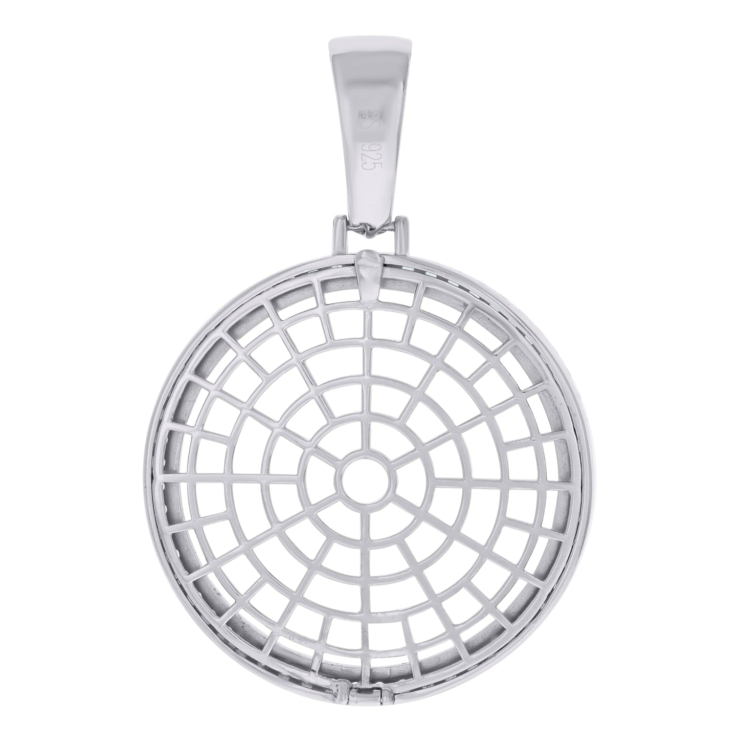 Sterling Silver Men Cubic-Zirconia Picture Frame Charm Pendant