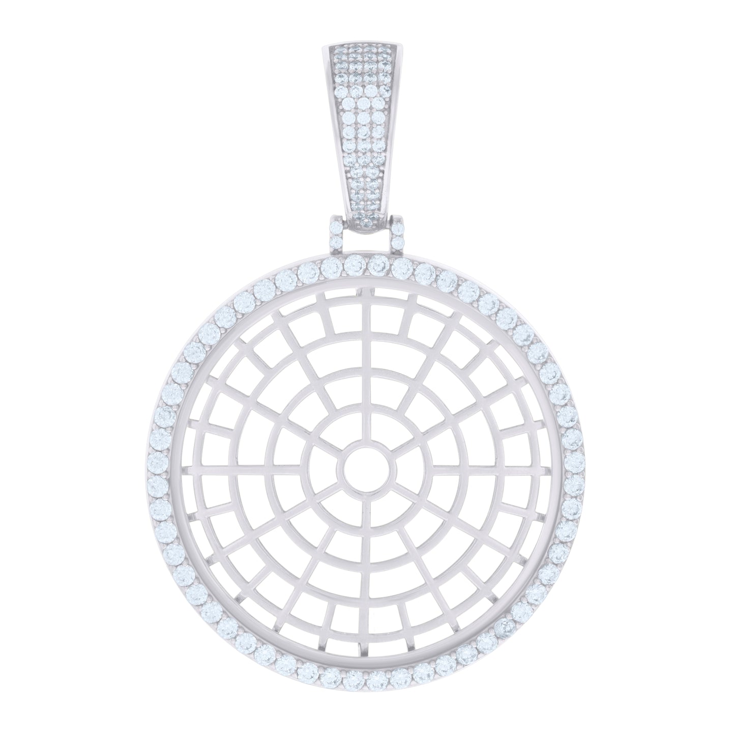Sterling Silver Men Cubic-Zirconia Picture Frame Charm Pendant