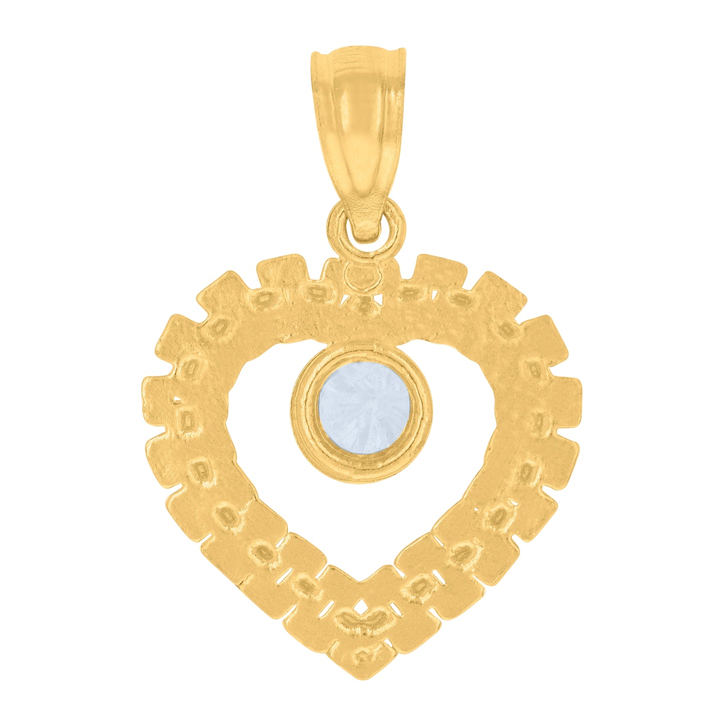 10K Yellow Gold Womens Cubic-Zirconia Heart Charm Pendant