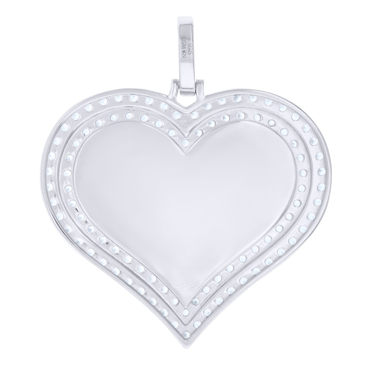 Sterling Silver Unisex Cubic-Zirconia Heart Charm Pendant