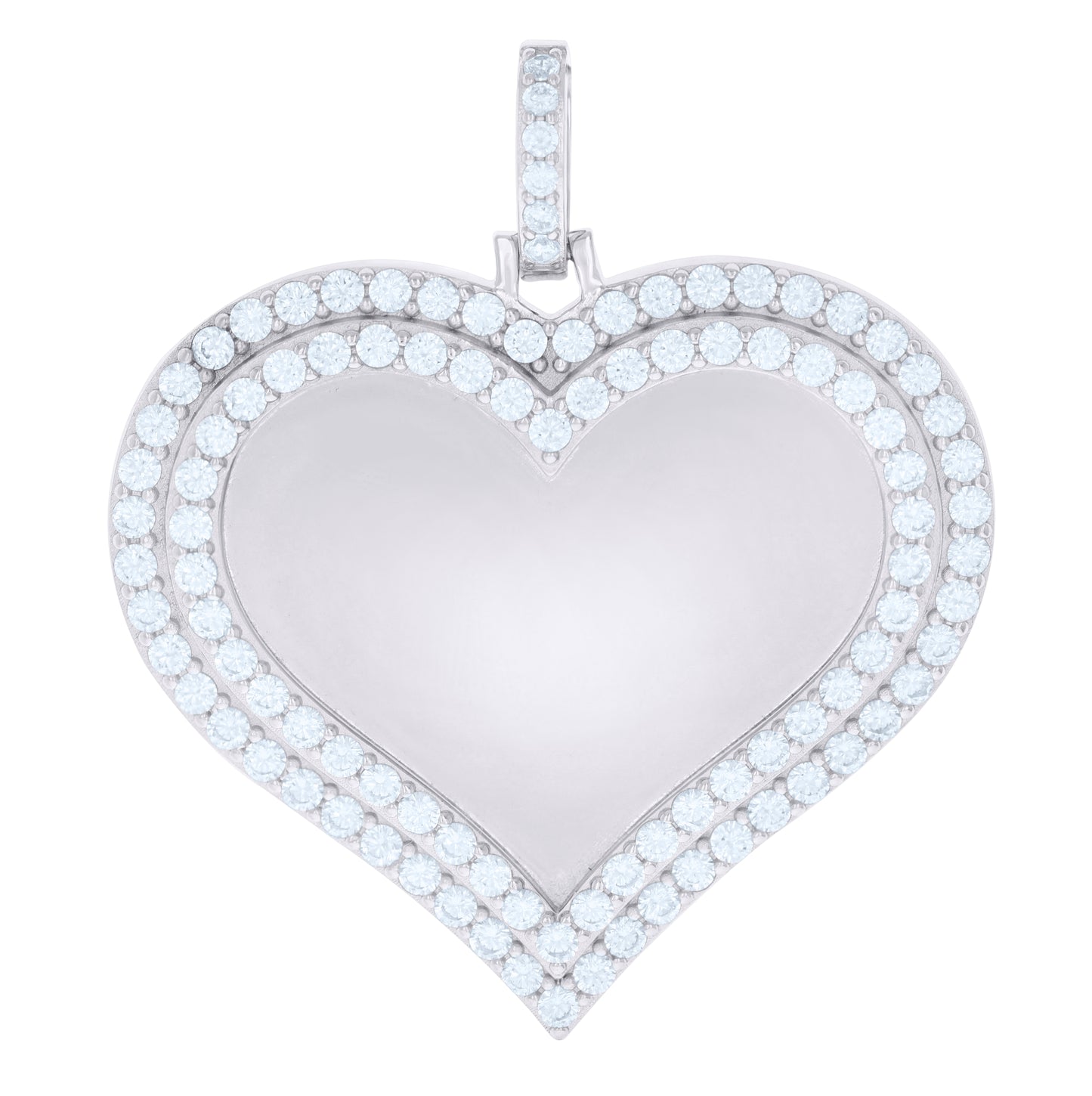 Sterling Silver Unisex Cubic-Zirconia Heart Charm Pendant