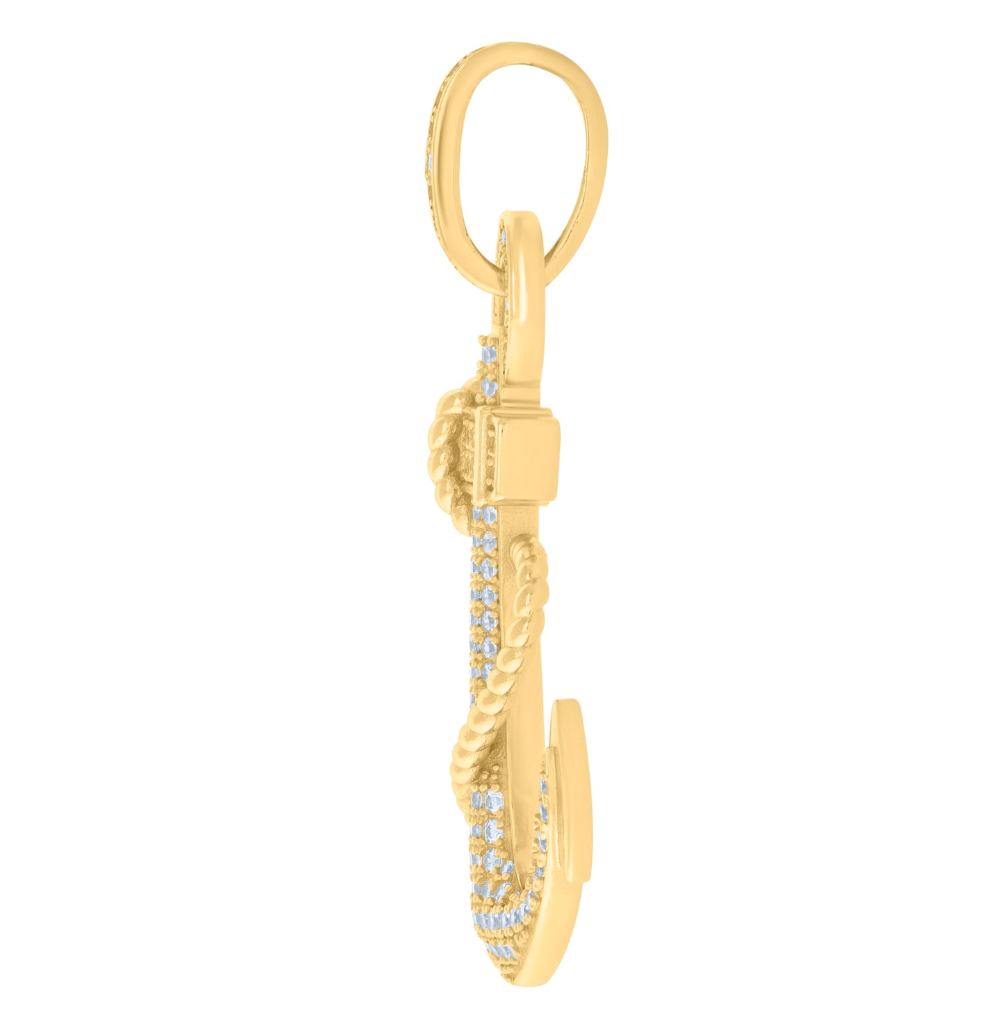 Sterling Silver Yellow-Tone Men Cubic-Zirconia Anchor Ocean Life Charm Pendant