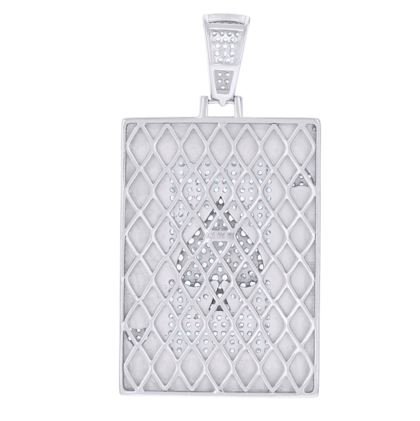 Sterling Silver Men Cubic-Zirconia Ace Of Spade Playing Cards Gambling Charm Pendant