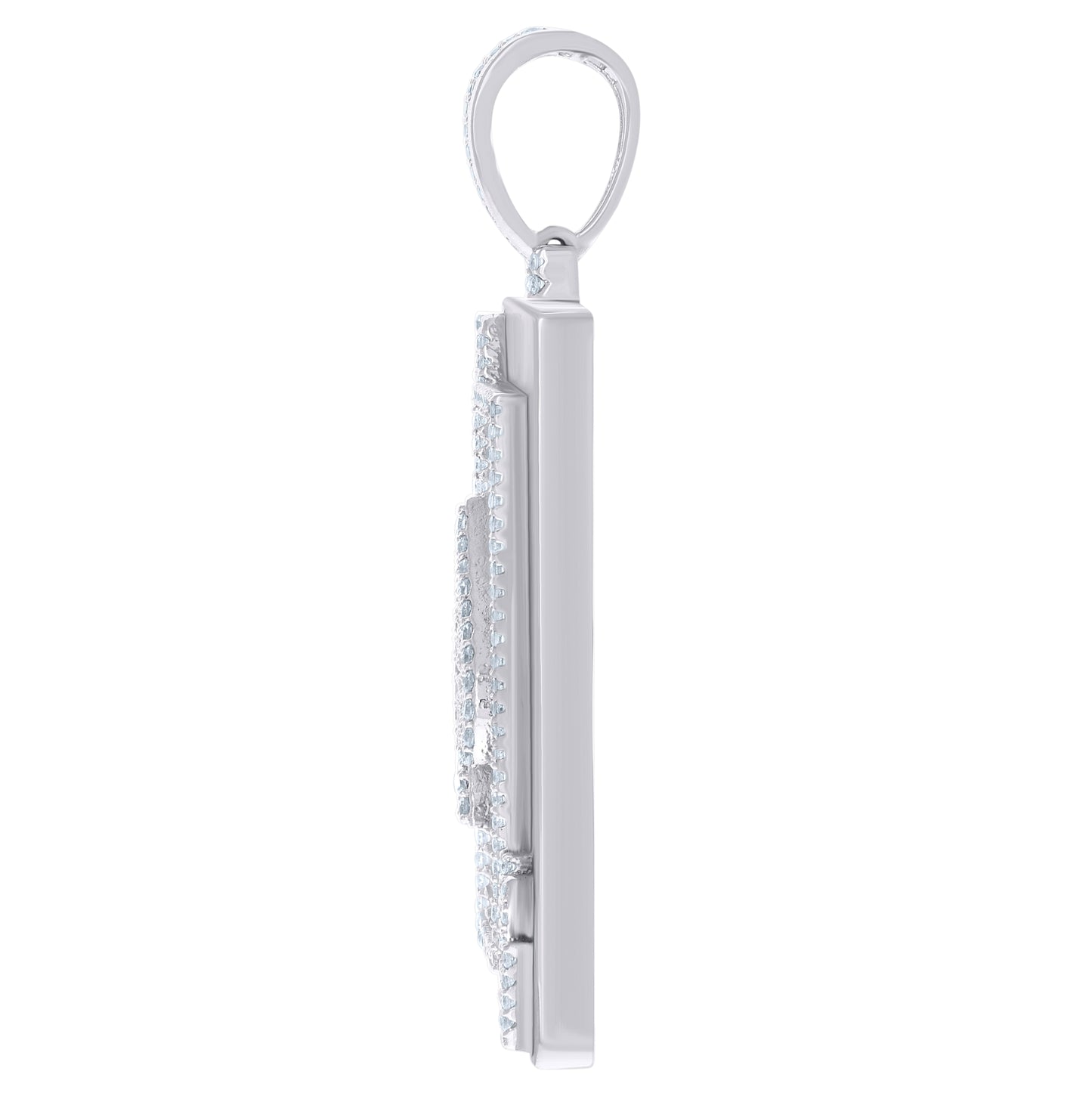 Sterling Silver Men Cubic-Zirconia Ace Of Spade Playing Cards Gambling Charm Pendant