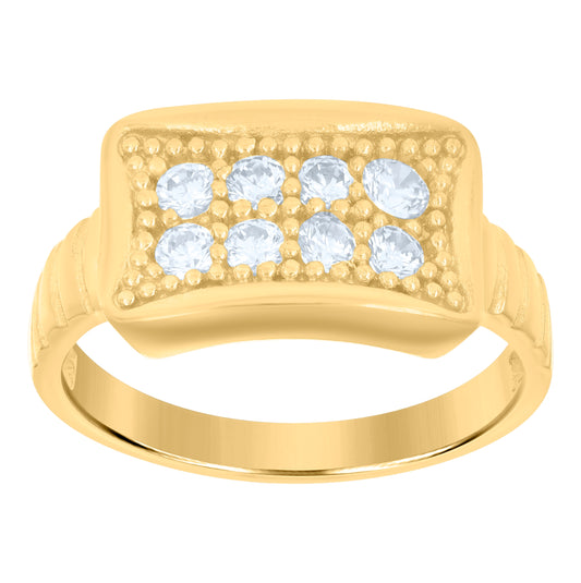 10K Yellow Gold Womens Cubic-Zirconia Fashion Ring