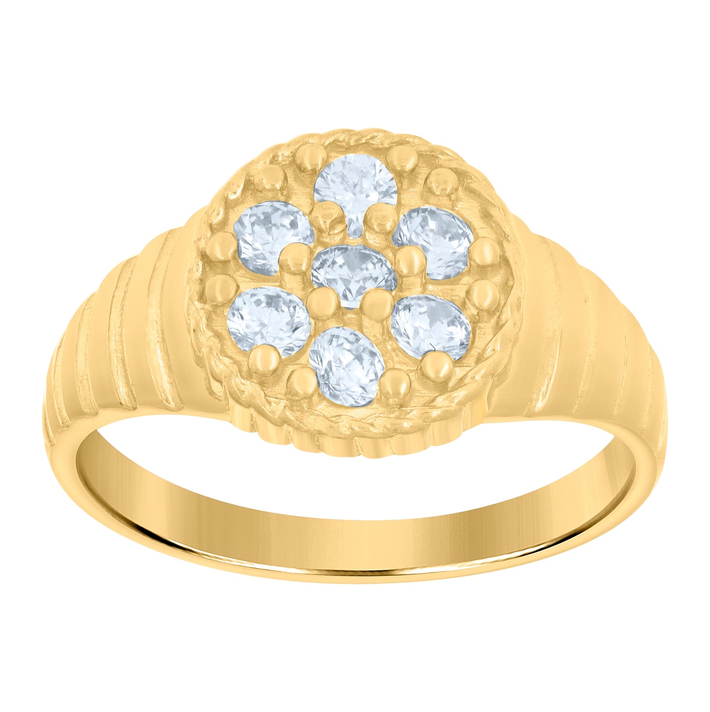 10K Yellow Gold Womens Cubic-Zirconia Fashion Ring