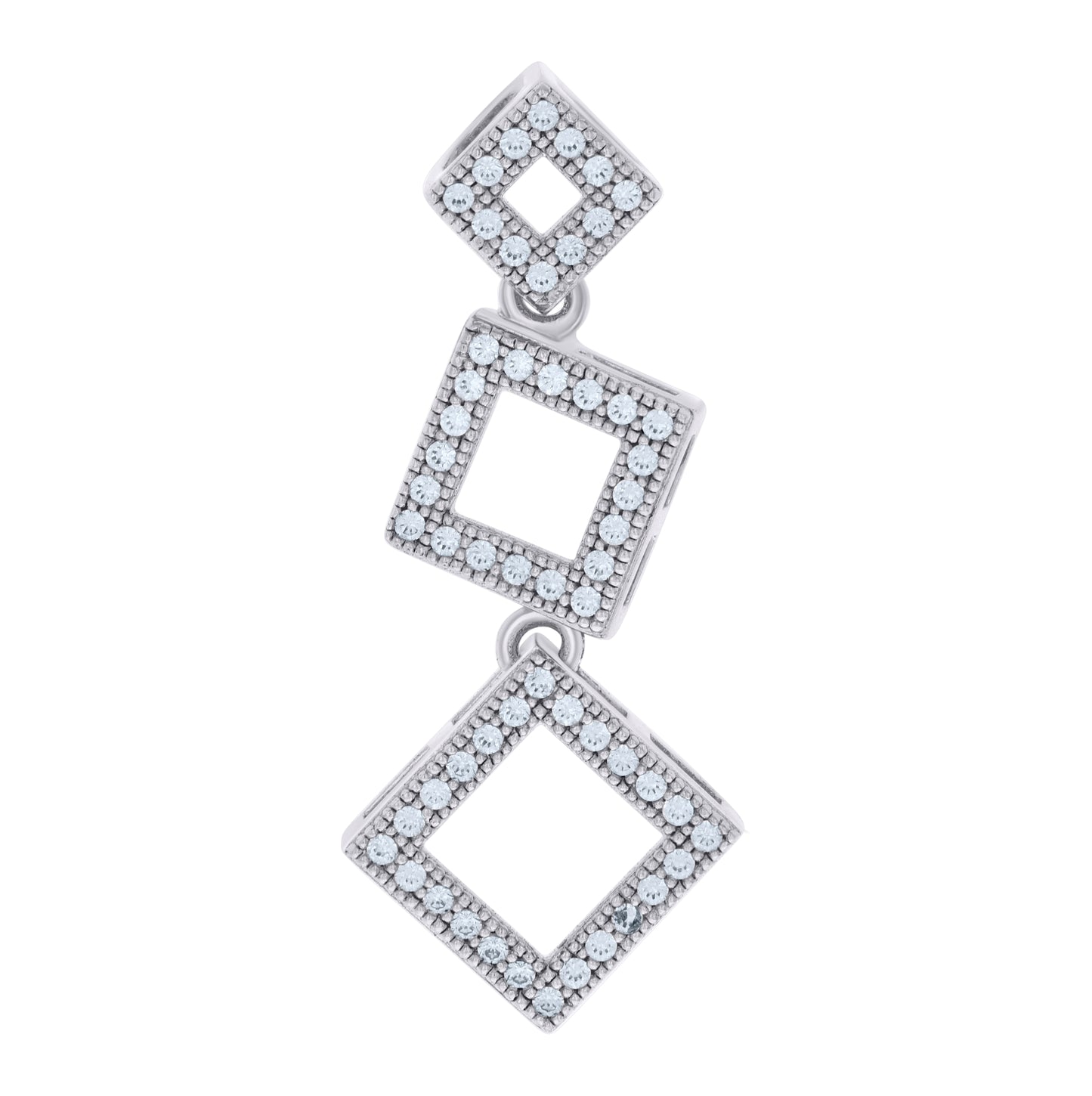 Sterling Silver Womens Cubic-Zirconia Squares Fashion Charm Pendant