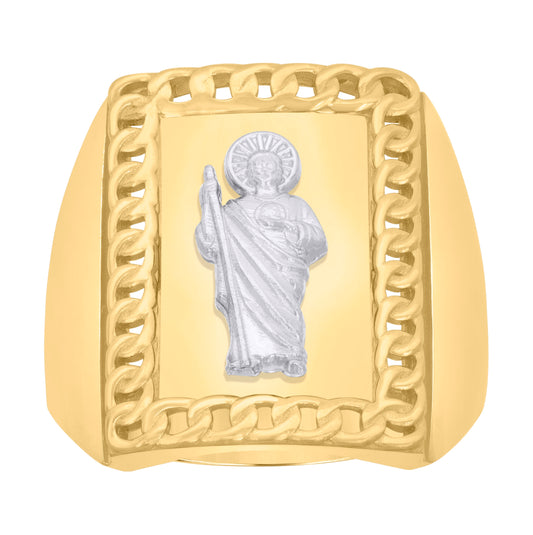 10K Two-Tone Gold Mens St. Jude Religious Ring