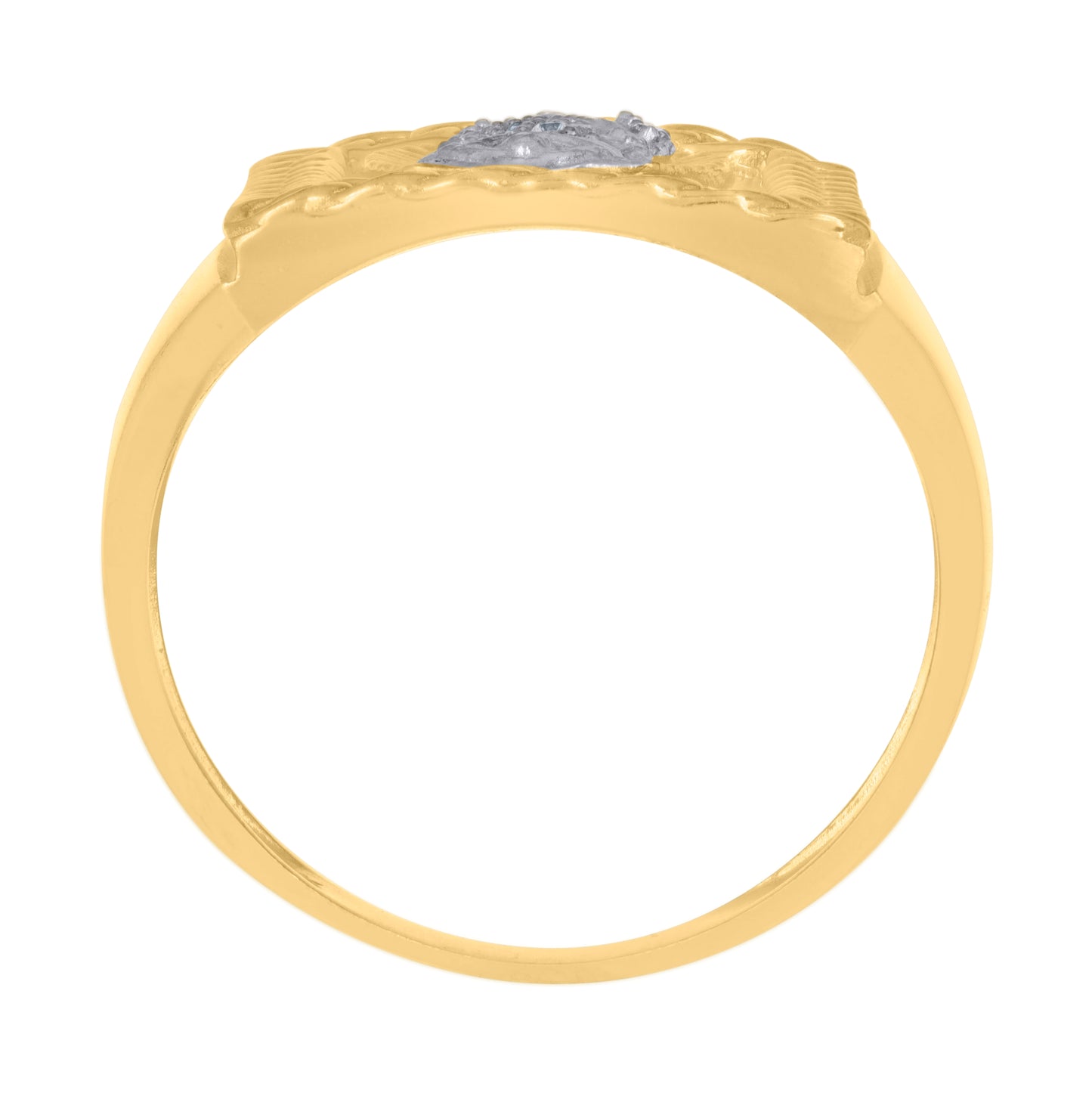 10K Two-Tone Gold Mens Cubic-Zirconia Guadalupe Religious Ring